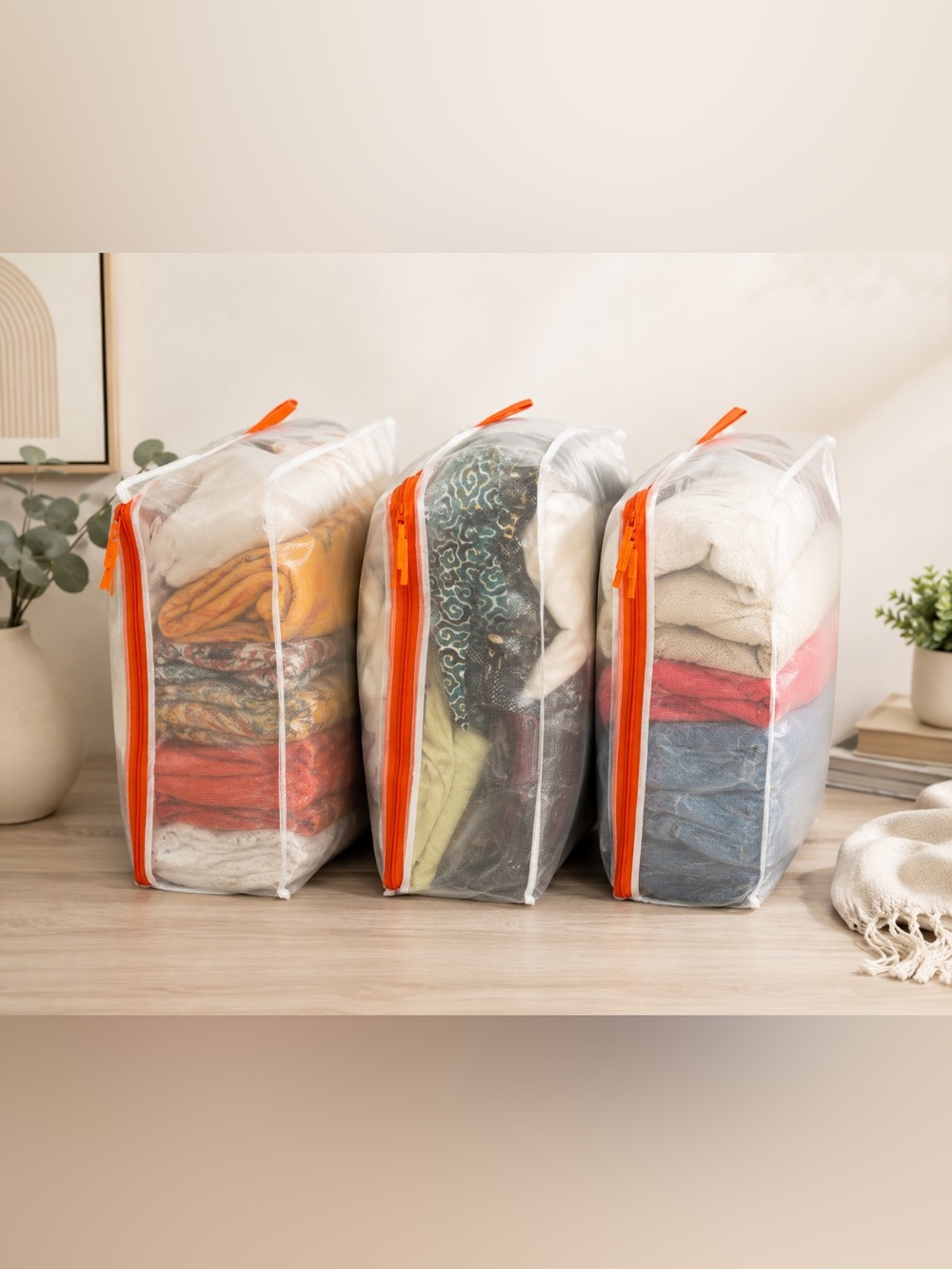 Clear Underbed Bedding Storage Bags, Set of 3